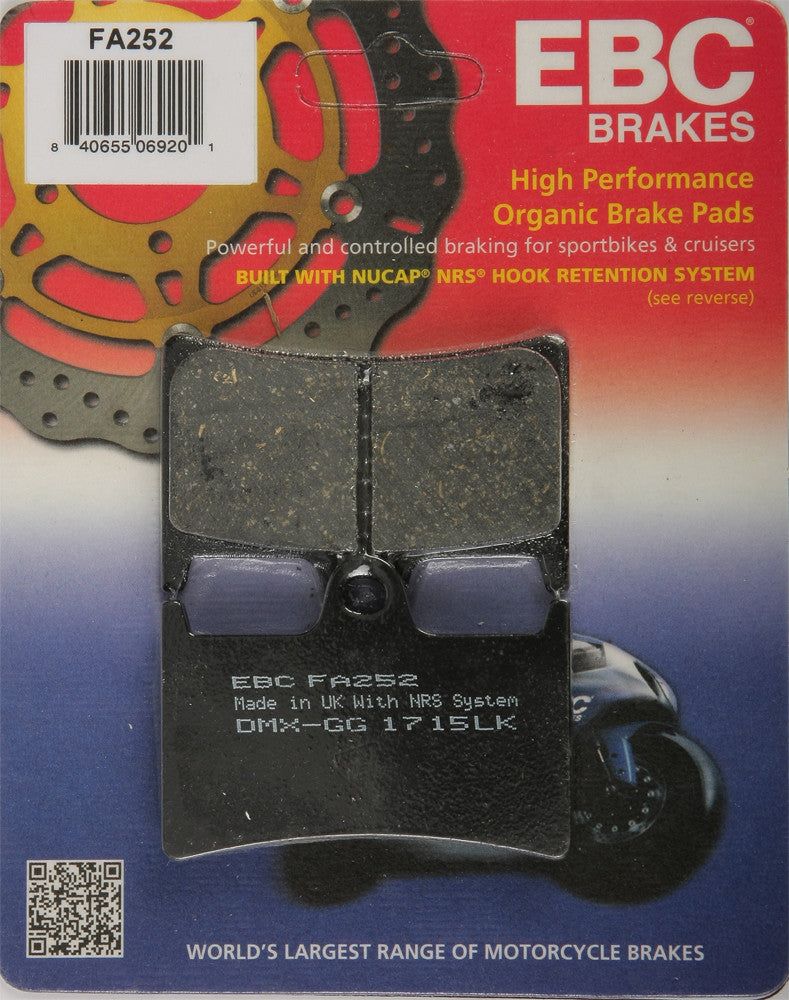Load image into Gallery viewer, EBC 1 Pair Premium SFA Organic OE Replacement Brake Pads MPN FA252
