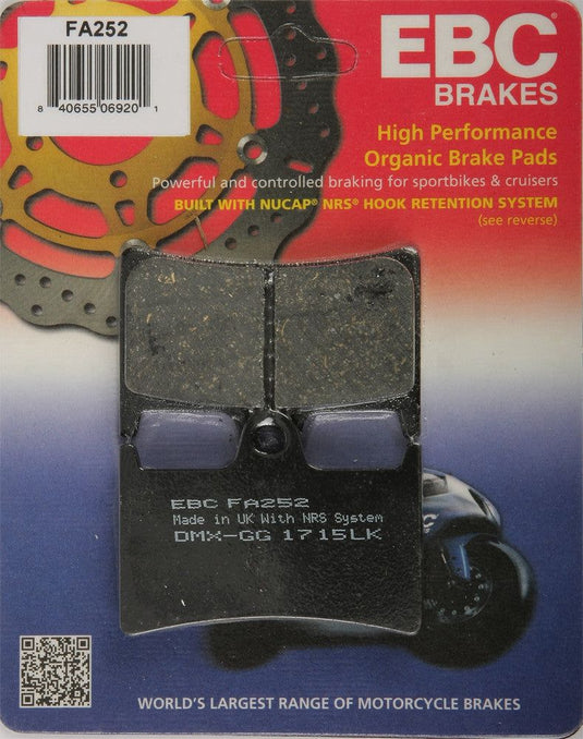 EBC 1 Pair Premium SFA Organic OE Replacement Brake Pads MPN FA252