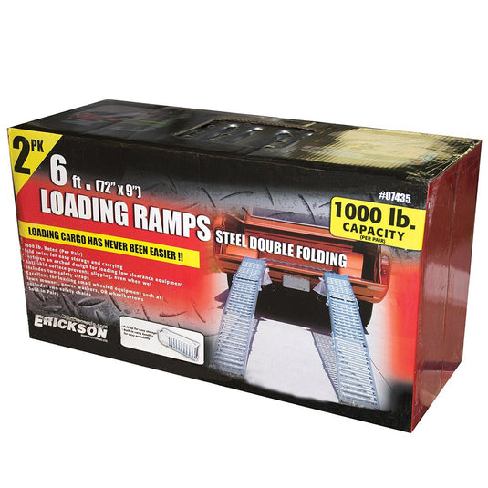 Loading Ramps - 6 Foot Steel, Tri-Folding, Arched, 1000 lbs. Capacity - Pair