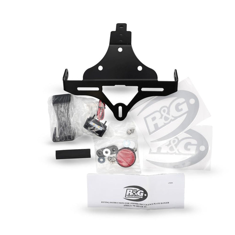 Load image into Gallery viewer, R&amp;G Racing Black Tail Tidy License Plate Holder For 2008-2016 Aprilia Shiver 750
