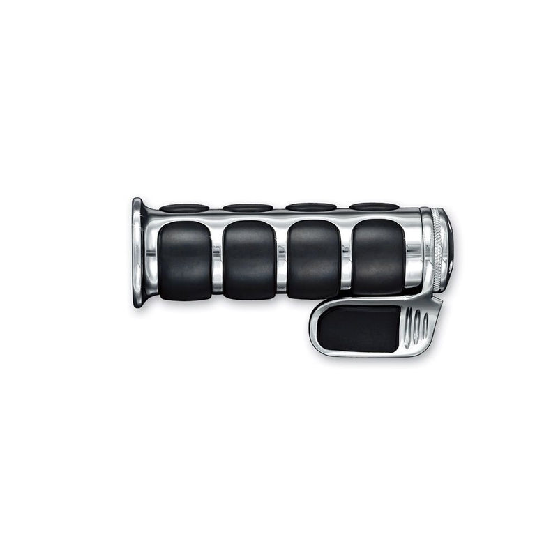 Load image into Gallery viewer, Kuryakyn Chrome Rubber Soft ISO TBW Grips Contoured Throttle Boss Harley Touring
