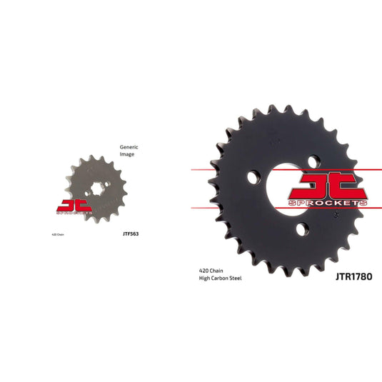 Front and Rear Steel Sprocket Kit for OffRoad KAWASAKI KX50 2003-2006
