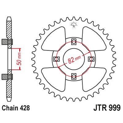 JT Sprockets Rear Steel Sprocket 42 Tooth 42T 428 Chain For Honda XL100S 1981-1985 JTR999.42