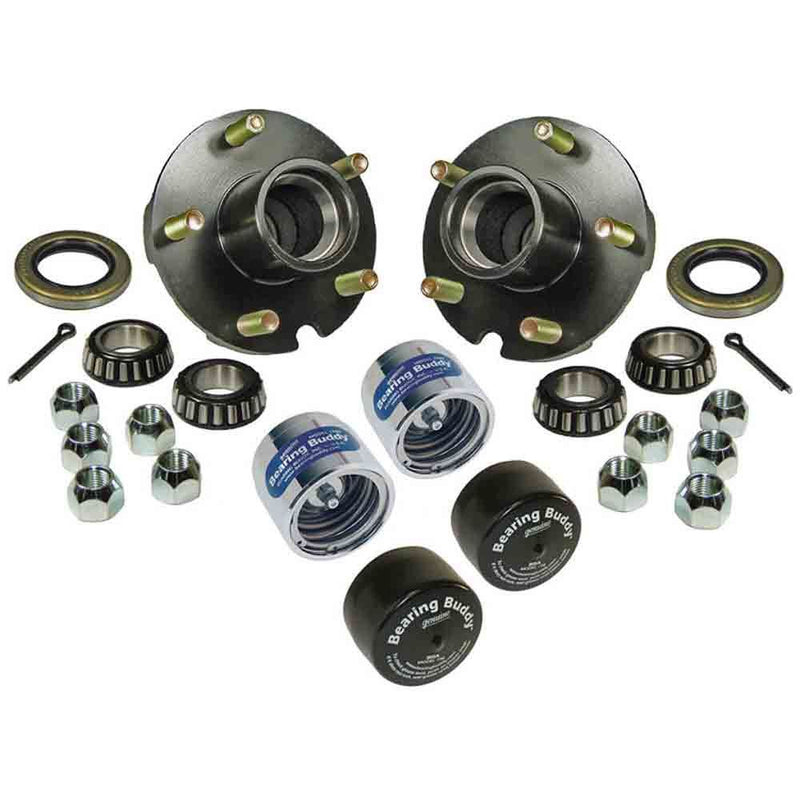 Load image into Gallery viewer, Trailer Hub Assembly - 5 on 4-1/2" Bolt Circle, 1,250lb Capacity for Straight Spindle - With Bearing Buddies and Bras
