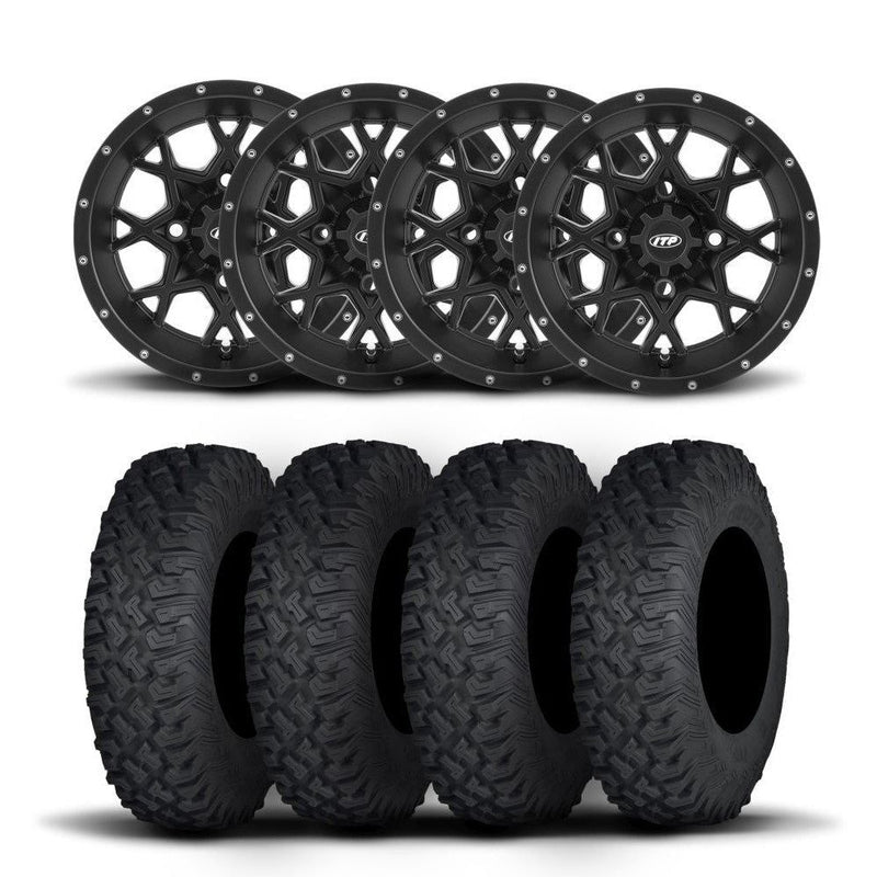 Load image into Gallery viewer, ITP Hurricane 15&quot; Matte Black Wheels And Coyote Tires [35x10R-15]
