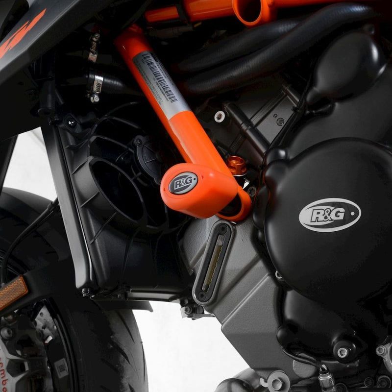 Load image into Gallery viewer, R&amp;G Racing Orange Aero Style Crash Protection Bobbins For 2020-2023 KTM 1290 Super Duke R
