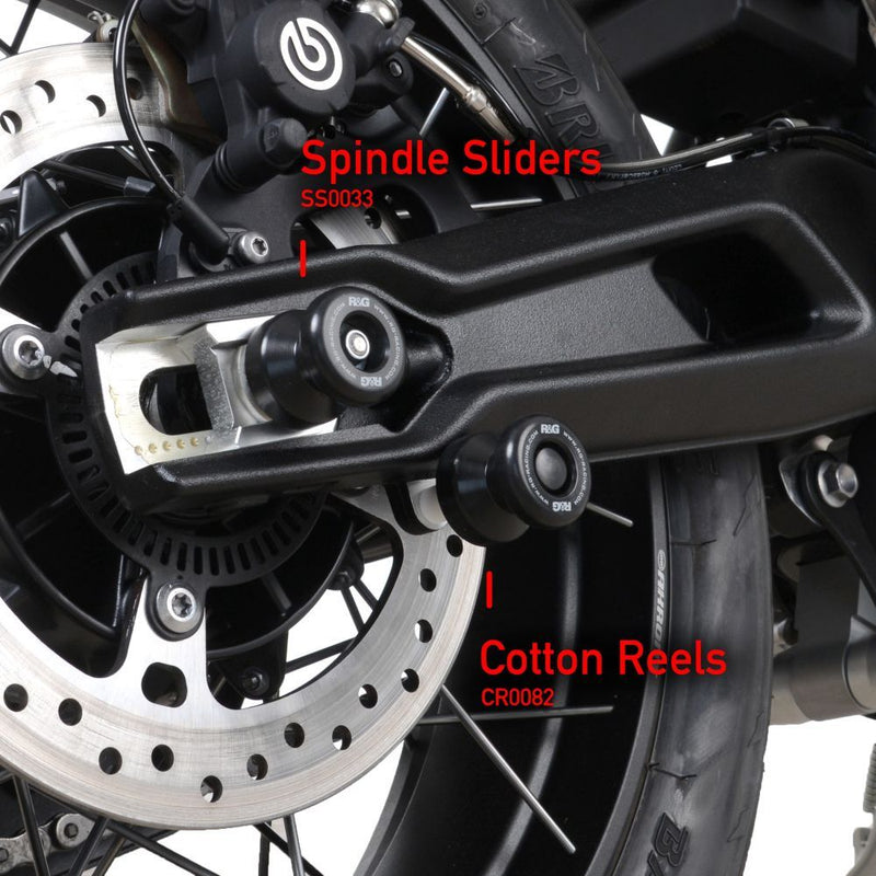Load image into Gallery viewer, R&amp;G Racing Black Spindle Sliders For 2011-2013 Triumph Tiger 800
