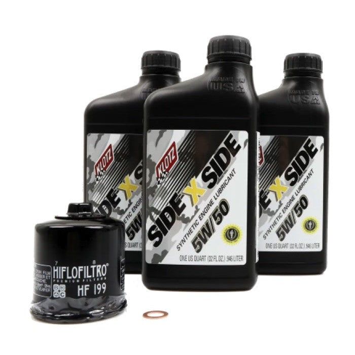 Load image into Gallery viewer, Klotz Synthetic 5W/50 Oil Change Kit with Hiflo Filter For Polaris RZR XP Turbo S
