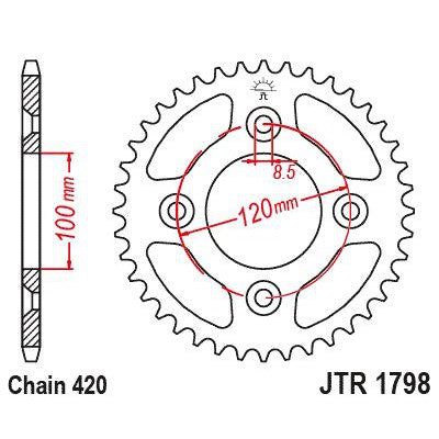 JT Sprockets Rear Steel Sprocket 47 Tooth 47T 420 Chain JTR1798.47