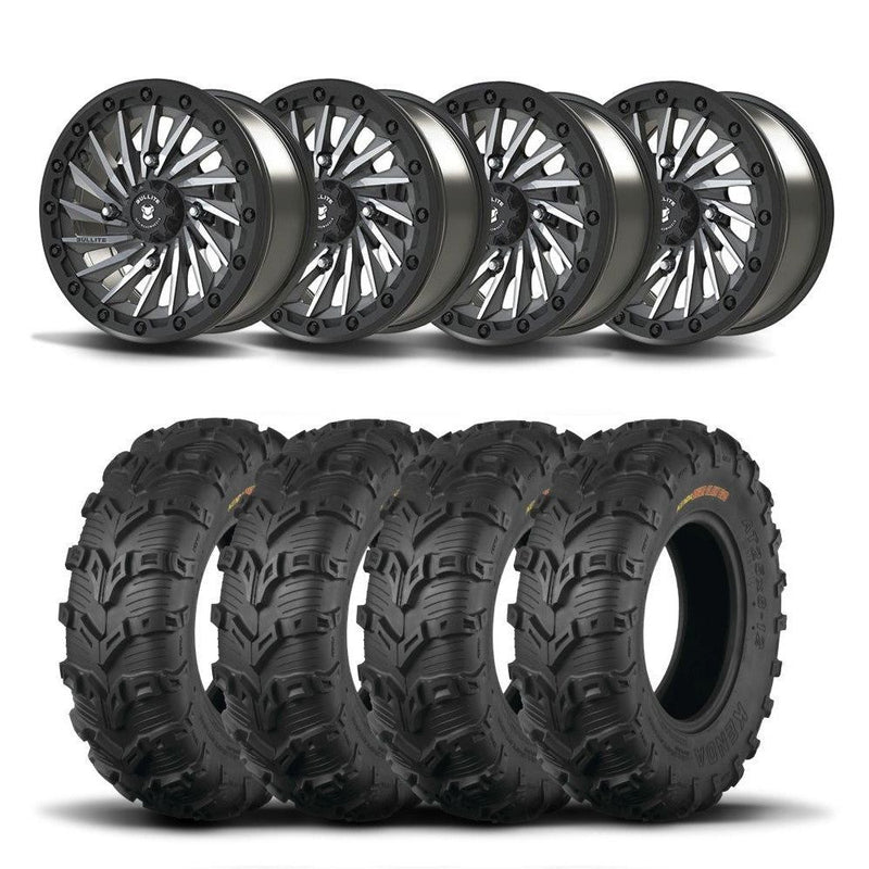 Load image into Gallery viewer, Set of Four Bullite Blade Wheels 14&quot; Gray And Kenda K592 Bearclaw EVO Tires [28x11-14]
