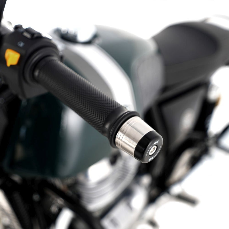 Load image into Gallery viewer, R&amp;G Racing Black Bar End Sliders For 2019-2023 Royal Enfield Continental GT 650
