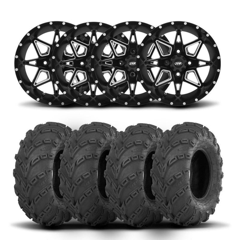 Load image into Gallery viewer, ITP Tornado 14&quot; Matte Black Wheels And Mud Lite Tires [28x10-14]
