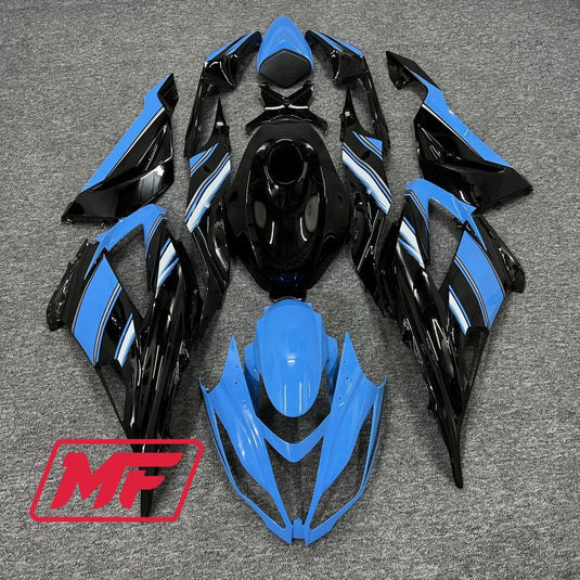 Monster Fairings Full Kit Kawasaki ZX-6R 13-18 Gloss Blue and Black + Windshield + Gas Tank Cover