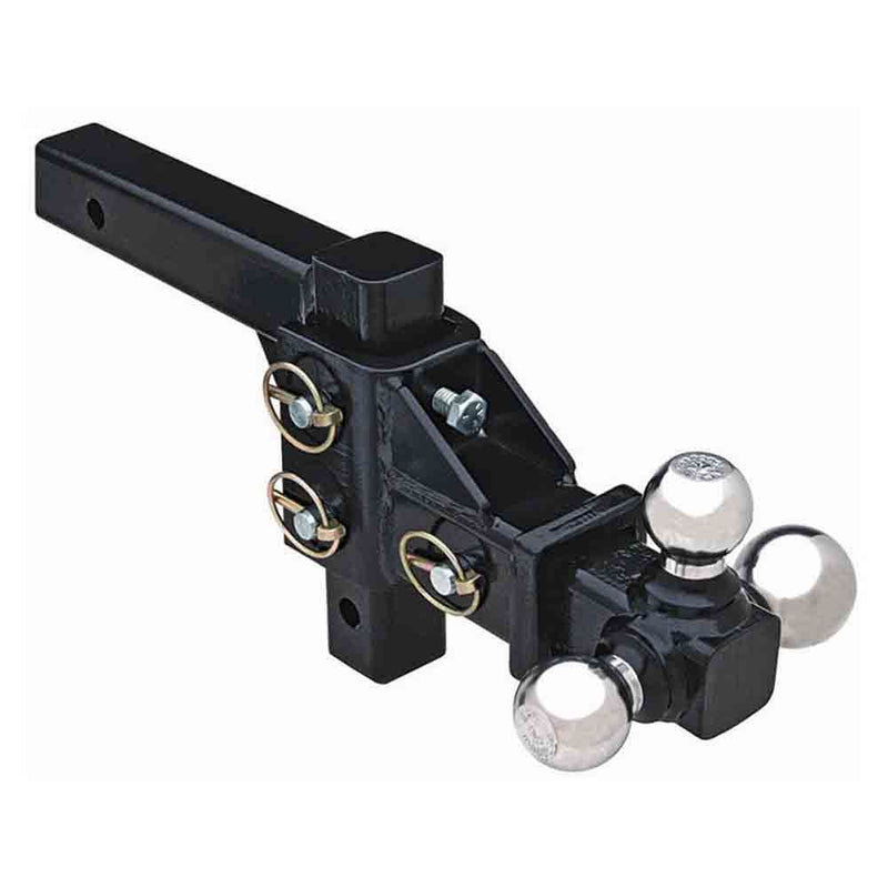 Load image into Gallery viewer, Adjustable Tri-Ball Hitch Solid Shank With 1-7/8, 2, and 2-5/16 Inch Chrome Hitch Balls
