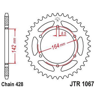 Load image into Gallery viewer, JT Sprockets Rear Steel Sprocket 52 Tooth 52T 428 Chain JTR1067.52
