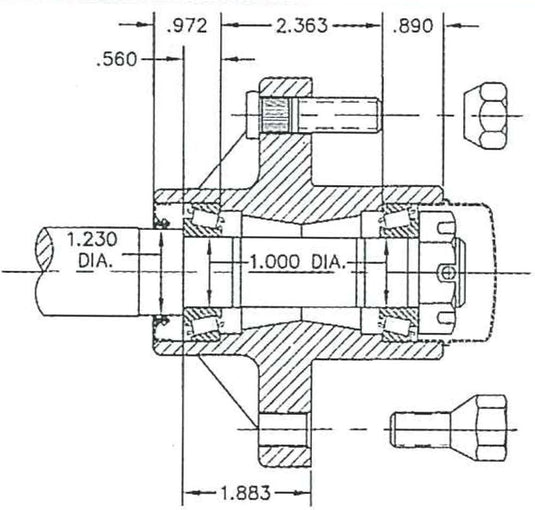 Trailer Hub Kit (BT-150EZ-PR) 5 Bolt on 4-1/2 Inch Circle with 1 inch I.D. Bearings - One Pair