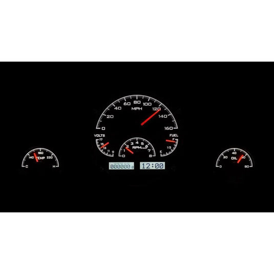 Dakota Digital Universal 3 Round Analog Gauge System Black Blue Kit VHX-1013