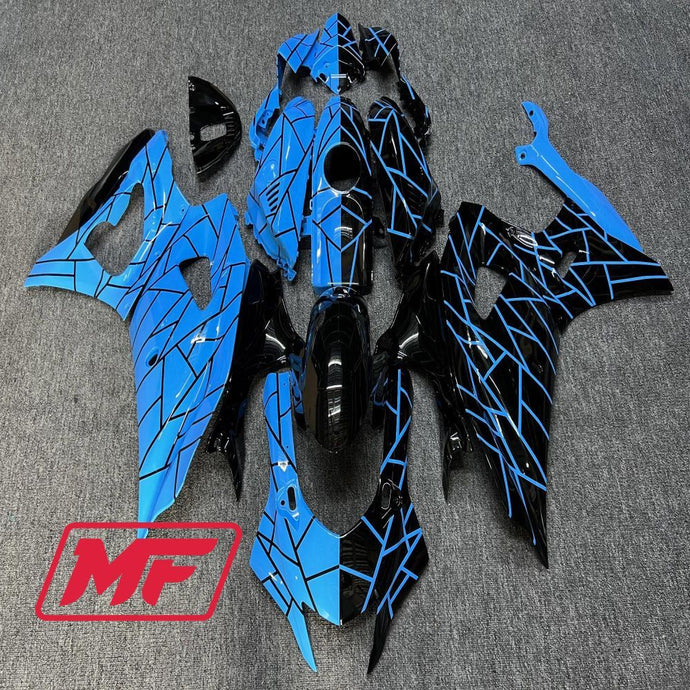 Monster Fairings Full Kit Yamaha R7 21-23 Light Blue and Black Split + Windshield + Gas Tank Cover