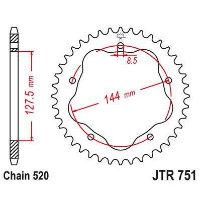 JT Sprockets Front Steel Sprocket 43 Tooth 43T 520 Chain JTR751.43