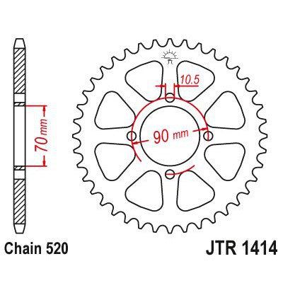 JT Sprockets Rear Steel Sprocket 41 Tooth 41T 520 Chain JTR1414.41