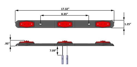 LED Identification Light Bar with Black Base - 17