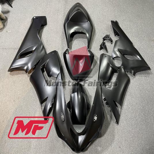 Monster Fairings Full Kit Kawasaki ZX-6R 05-06 Matte Black + Windshield + Gas Tank Cover