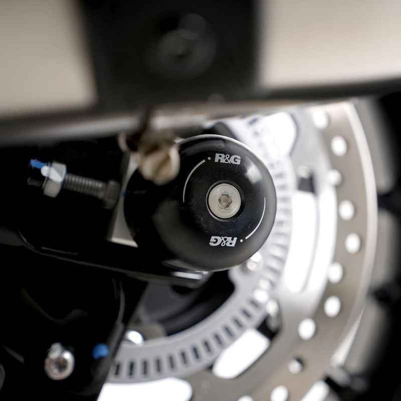 Load image into Gallery viewer, R&amp;G Racing Black Swingarm Protectors For 2021-2024 Triumph Bonneville Bobber
