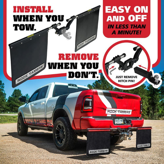 Rock Tamers Mud Flap System for 2-1/2 Inch Receiver Ball Mount