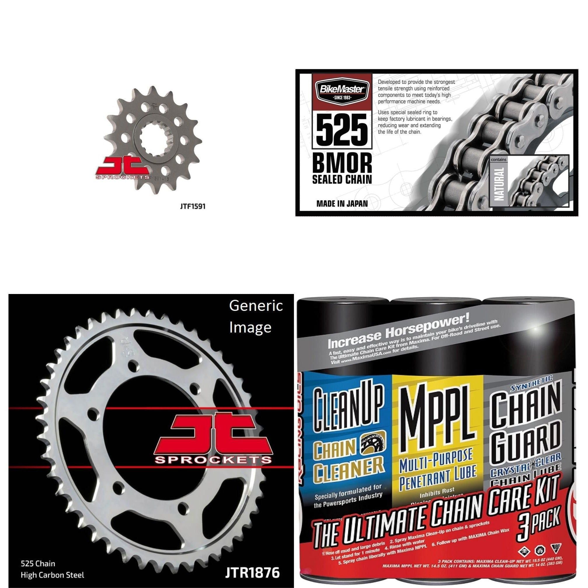 525 BMOR Chain Natural w/ Wax, Front & Rear Sprocket Kit YAMAHA FZ-09 2014-2017