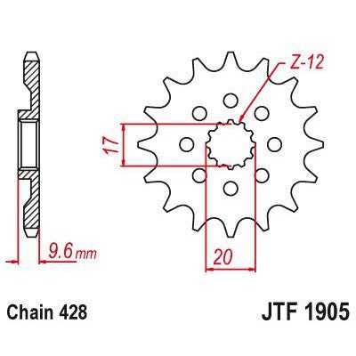 Load image into Gallery viewer, JT Sprockets Front Steel Countershaft Sprocket 13 Tooth 13T 428 Chain
