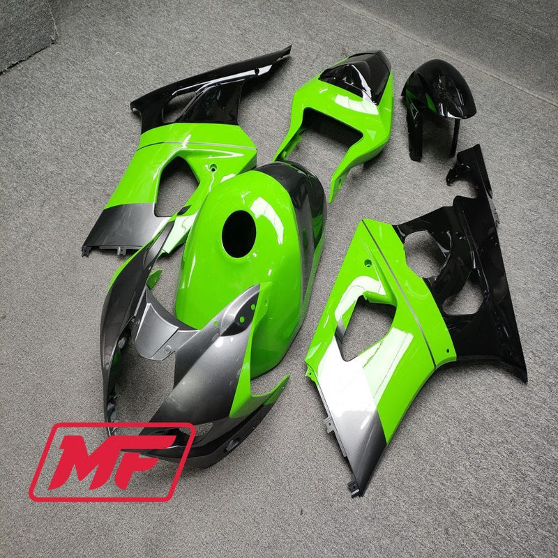 Load image into Gallery viewer, Monster Fairings Full Kit Suzuki GSXR1000 03-04 Gloss Green Black Grey + Windshield + Gas Tank Cover
