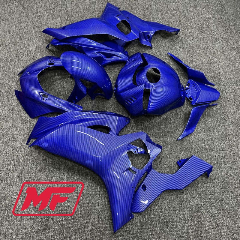 Load image into Gallery viewer, Monster Fairings Full Kit Yamaha R6 17-22 Blue Carbon Fiber Style + Windshield + Gas Tank Cover
