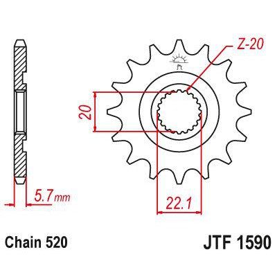 JT Sprockets Front Steel Countershaft Sprocket 12 Tooth 12T 520 Chain