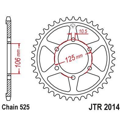 JT Sprockets Rear Steel Sprocket 37 Tooth 37T 525 Chain For Triumph Bonneville T120 1200 2016-2023 JTR2014.37