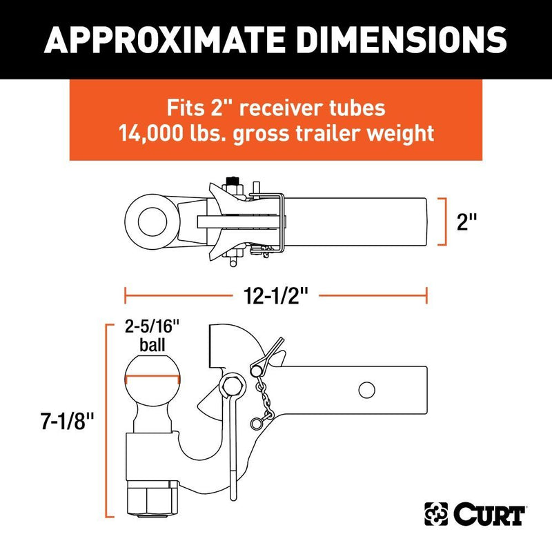 Load image into Gallery viewer, SecureLatch Receiver-Mount Ball &amp; Pintle Hitch (2&quot; Shank, 2-5/16&quot; Ball, 14K)
