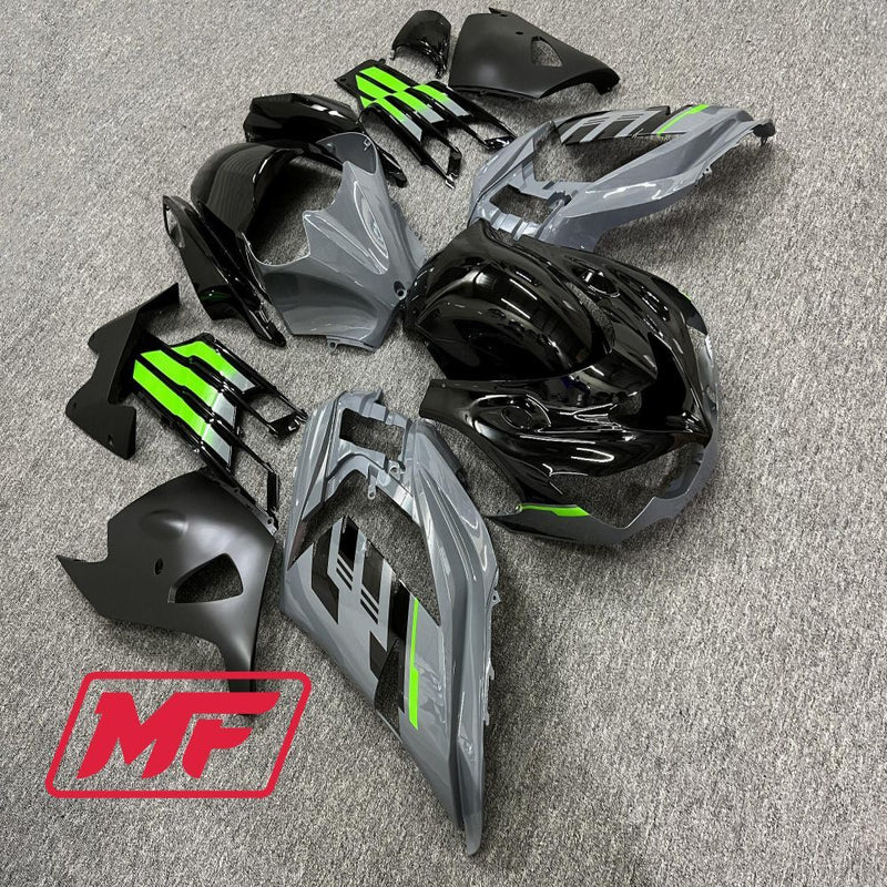 Load image into Gallery viewer, Monster Fairings Full Kit Kawasaki ZX-14R 12-23 Green Grey and Black + Windshield + Gas Tank Cover

