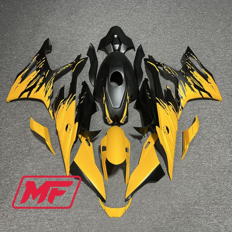 Load image into Gallery viewer, Monster Fairings Full Kit BMW S1000RR 23-2024 Matte Black &amp; Yellow Splash + Windshield + Gas Tank Cover
