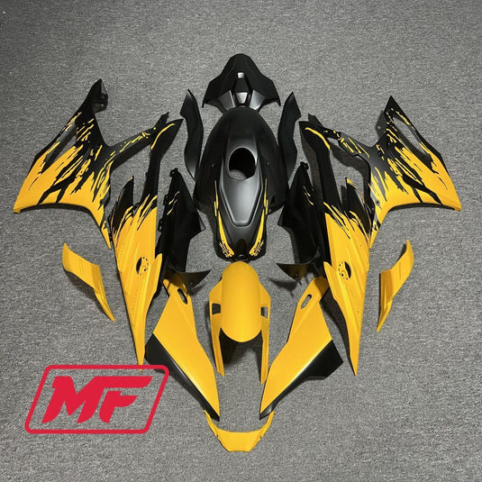 Monster Fairings Full Kit BMW S1000RR 23-2024 Matte Black & Yellow Splash + Windshield + Gas Tank Cover