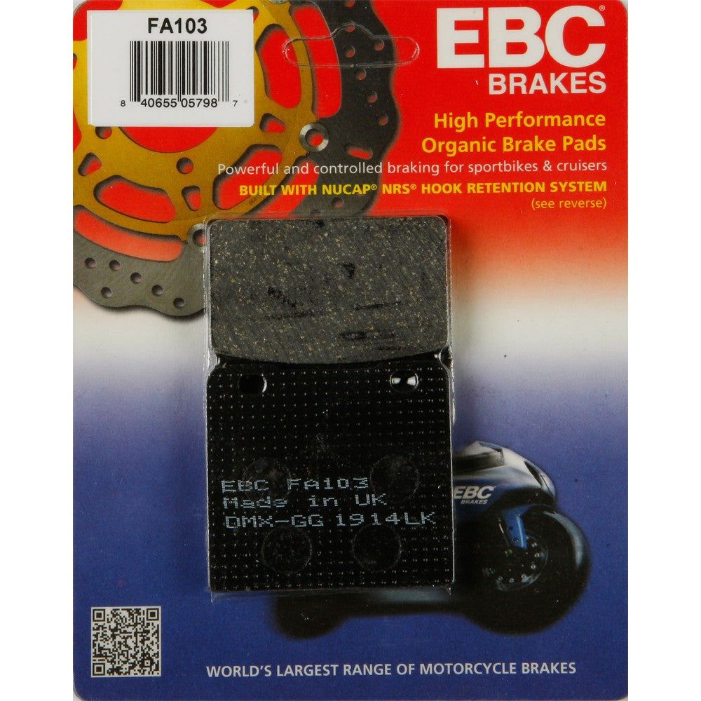 EBC 1 Pair FA-SFA-TT-X Premium Organic Replacement Brake Pads MPN FA103