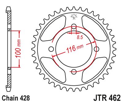 Load image into Gallery viewer, JT Sprockets Rear Steel Sprocket 52 Tooth 52T 428 Chain JTR462.52
