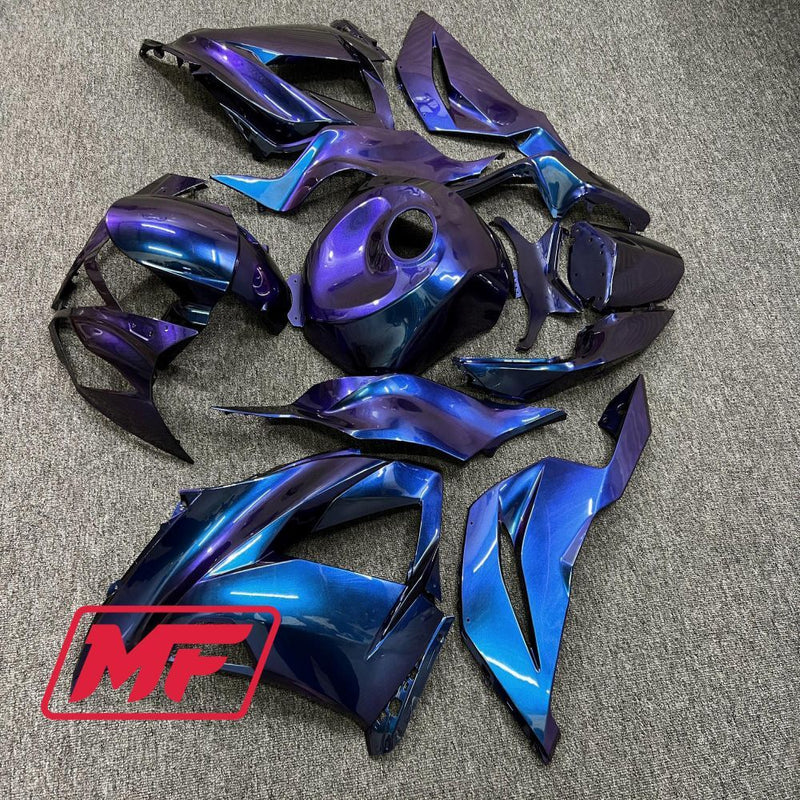 Load image into Gallery viewer, Monster Fairings Full Kit Kawasaki ZX-6R 13-18 Purple Gradient + Windshield + Gas Tank Cover
