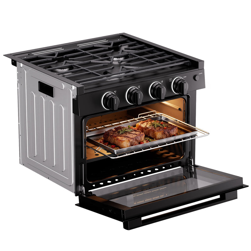 Load image into Gallery viewer, FOGATTI 17-Inch RV Oven Stove Combo, 3 Burner Propane Gas Range for Travel Trailer &amp; Camper
