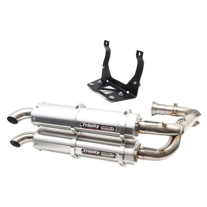 Trinity Racing Stage 5 Dual Full System Exhaust Brushed Muffler TR-4161D