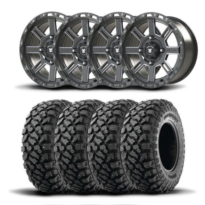 Load image into Gallery viewer, Set of Four Bullite Lancer Wheels 15" Gray And Kenda K3204R Klever XT Tires [32x10R-15]

