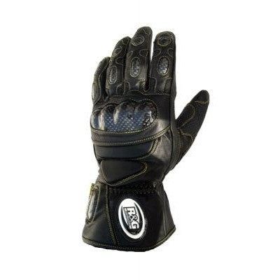 R&G Racing Black Leather Deluxe Motorcycle Gloves - Black For 2013-2018 Aprilia Caponord 1200
