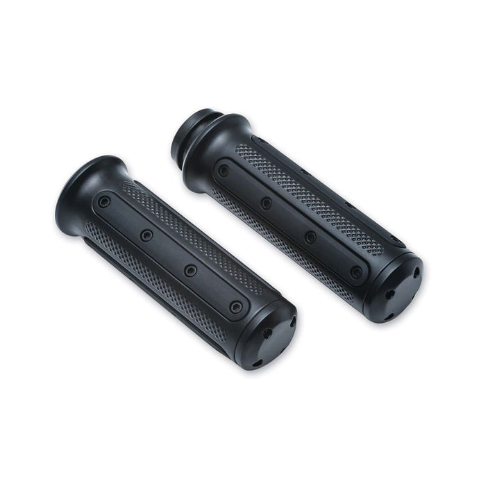 Kuryakyn Satin Black Heavy Industry Grips Throttle By Cable Pair Harley 82-2017