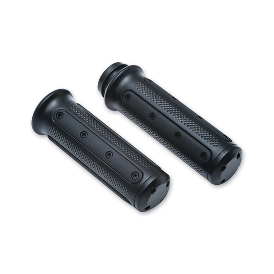 Kuryakyn Satin Black Heavy Industry Grips Throttle By Cable Pair Harley 82-2017