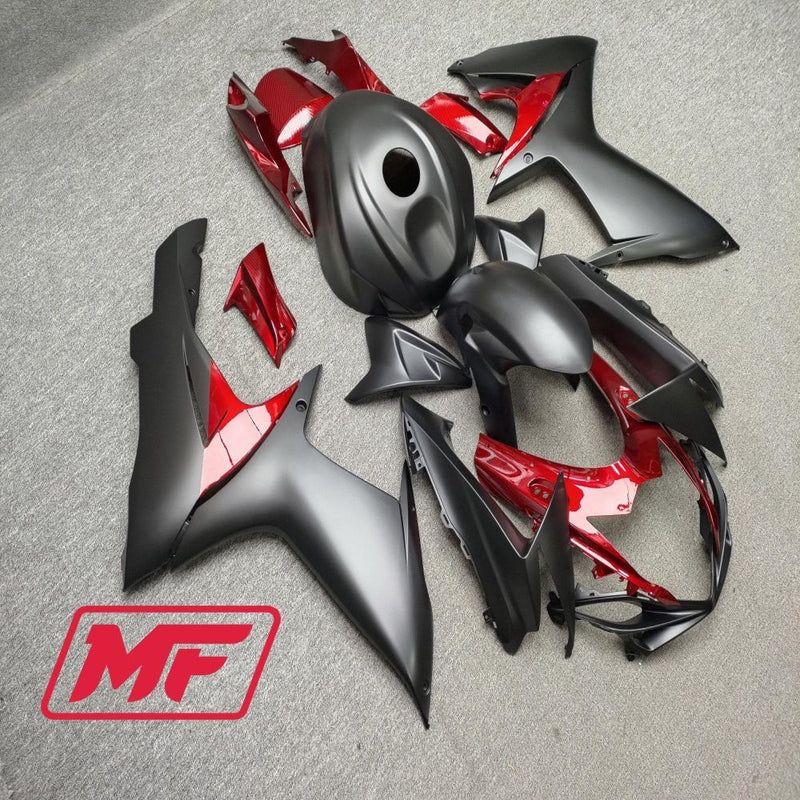 Load image into Gallery viewer, Monster Fairings Full Kit Suzuki GSXR600-750 11-24 Matte Black and Red + Windshield + Gas Tank Cover
