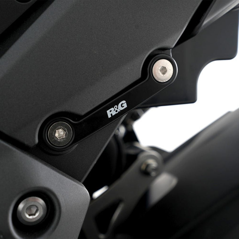 Load image into Gallery viewer, R&amp;G Racing Black Footrest Delete Blanking Plates LHS For 2022-2024 Kawasaki KLR650
