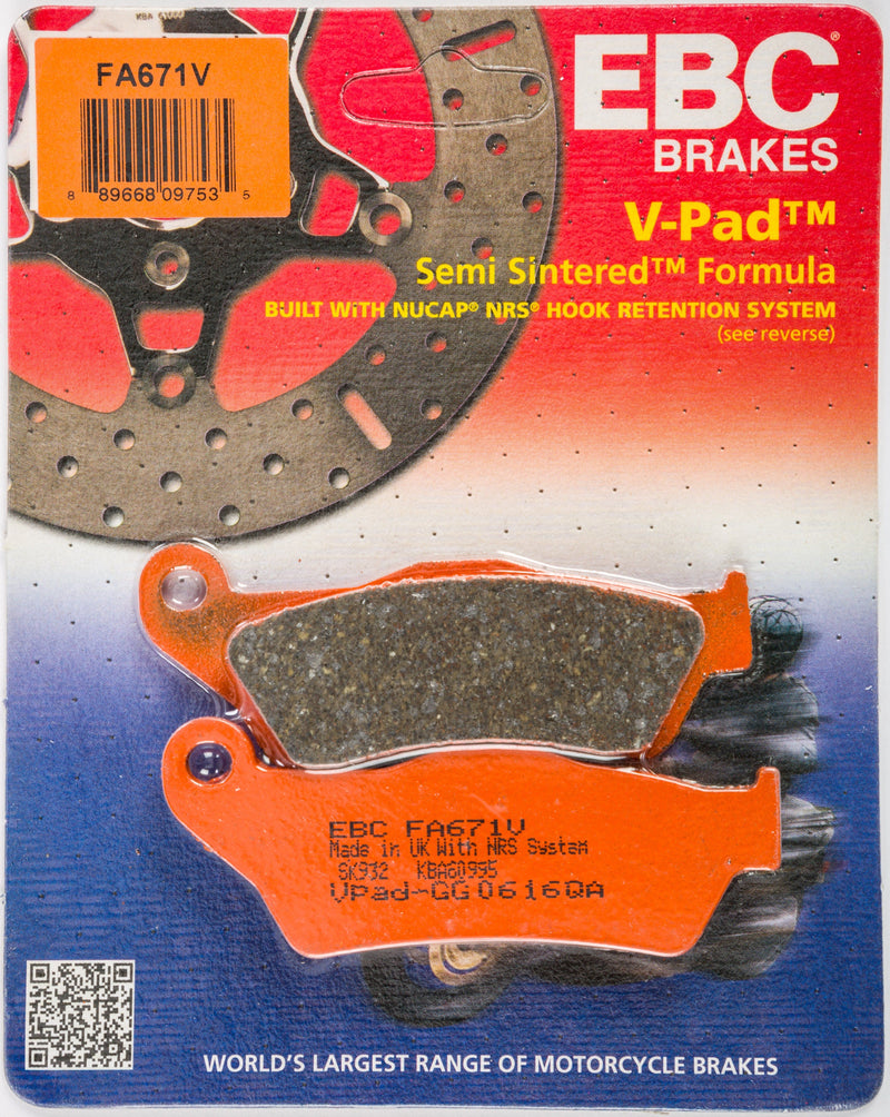 Load image into Gallery viewer, EBC 1 Pair V-Pad Semi-Sintered Touring Brake Pads MPN FA671V
